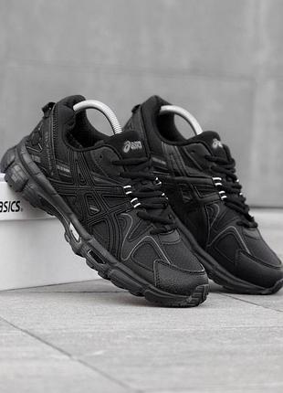 Чоловічі зимові чорні термо кросівки asics gel kahana 8, зимове термо взуття з мембраною goretex 43