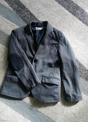 Піджак для хлопчика h&m сірий з накладками на ліктях