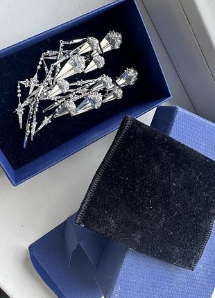 Сережки для жінок swarovski концертні сріблясті на кліпсах