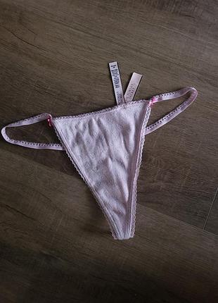 ❗️❗️❗️нові трусики стрінги victoria's secret stretch pointelle v-string, розмір m
