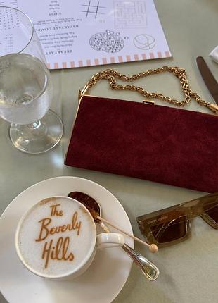 Вінтажний клатч жіночий bally boutique бордовий оксамитовий