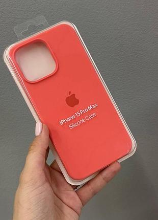 Чехол-накладка с микрофиброй для айфон 15 pro max, чехол silicone case с микрофиброй для iphone 15 pro max (оранжевый)