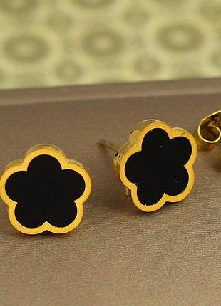 Сережки stainless steel гвоздики black blossom лимонні