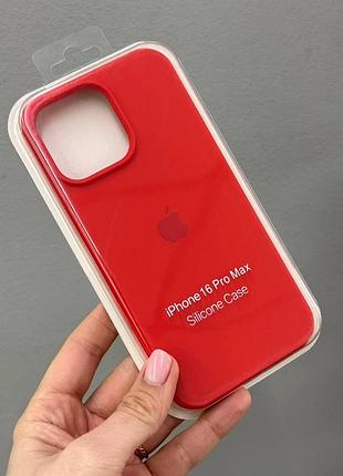 Чохол-накладка з мікрофіброю для айфон 16 pro max, чохол silicone case з мікрофіброю для iphone 16 про макс (червоний)