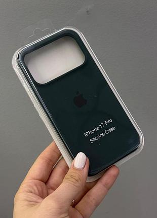 Чохол-накладка з мікрофіброю для айфон 17 pro, чохол silicone case з мікрофіброю для iphone 17 pro (темно-зелений)