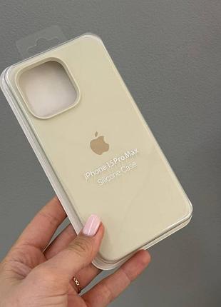 Чехол-накладка с микрофиброй для айфон 15 pro max, чехол silicone case с микрофиброй для iphone 15 pro max (молочный)