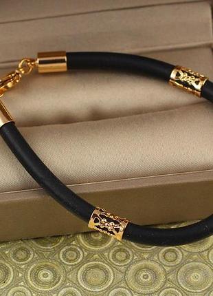 Браслет xuping jewelry каучук з ажурними вставками 16,5 см подовжувач ланцюг 4 см 4 мм золотистий