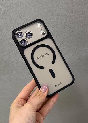 Чехол matte magsafe iphone 17 pro max,чехол матовый прозрачный с магсейфом для телефона айфон 17 про макс (черный)