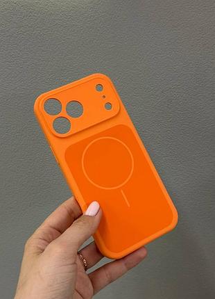 Чехол-накладка с микрофиброй для айфон 17 pro max, чехол silicone case с микрофиброй для iphone 17 pro max (оранжевый)