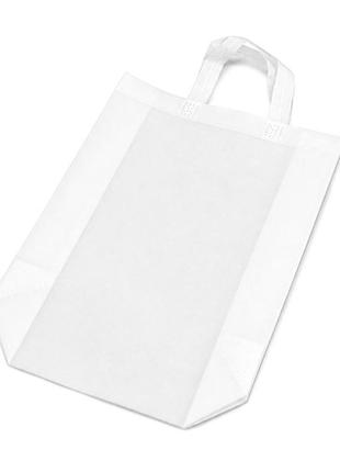 Эко сумка шоппер s-179 спанбонд белая 30x38x10 см