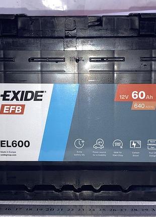 Акумулятор 60ah 12v exide 60аг 640а efb l2 праворуч плюс (0) r el600
