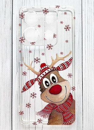 Прозорий чохол на xiaomi redmi 15c зимове оленятко (принт 149)