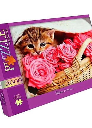 Пазл "котик у трояндах" danko toys c2000-01-05, 2000 ел.