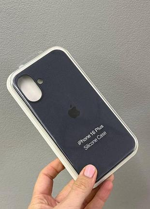 Чехол-накладка с микрофиброй для айфон 16 plus, чехол silicone case с микрофиброй для iphone 16 plus (синий)