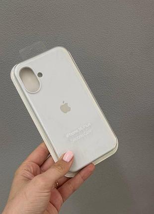 Чехол-накладка с микрофиброй для айфон 16 plus, чехол silicone case с микрофиброй для iphone 16 plus (белый)