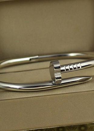 Браслет бенгл stainless steel гвоздь heart shape 60 мм на руку от 17 см до 19 см серебристый