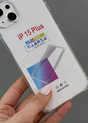Прозрачный чехол iphone 15 plus, противоударный чехол для iphone 15 plus, силиконовый чехол iphone 15 plus 9