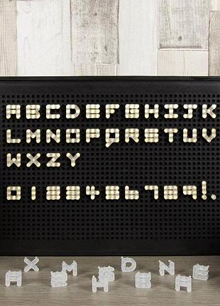 Світлодіодна led дошка-нічник peg board з набором літер та цифр , 30х21 см, біле світіння