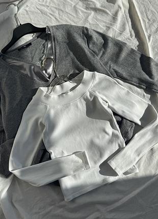 Білий лонг лонгслів zara