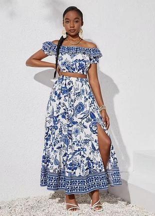 Shein костюм двійка підлітковий топ міді спідниця топик юбка комплект
