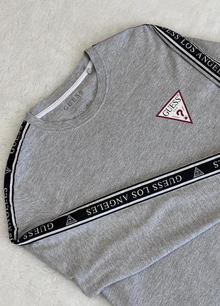 Чоловічий лонгслів guess з лампасами / світшот гесс (оригінал)