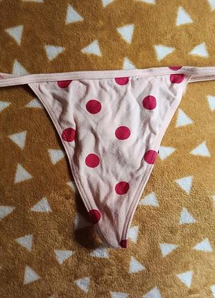 Трусики стринги трикотажные в горох victorias secret, m