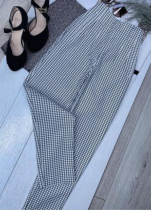 Осінні брюки zara s жіночі брюки банани класичні штани в клітинку чорно-білі штани завужені зара
