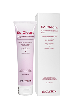 Крем для очищения кожи лица hollyskin so clean с экстрактом риса 100 мл daily skin care