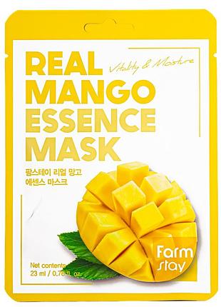 Тканинна маска для обличчя farmstay real mango зволожувальна з екстрактом манго