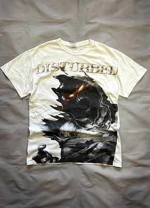 Футболка белая disturbed official merch gildan