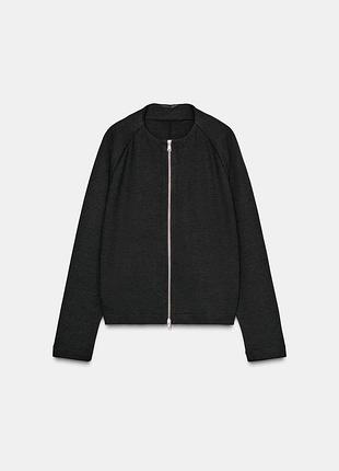 Жіноча трикртажна куртка кофта бомбер на блискавці zara розмір с