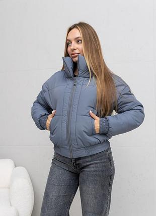 Куртка демисезонная короткая плащевка серый графит 44-50 гг