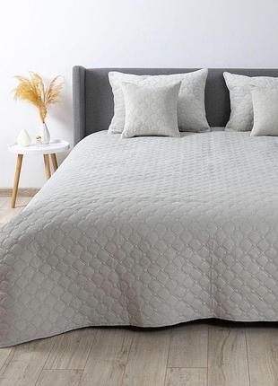 Покривало теп "velour" 180*240 см 1шт (світло-сірий/ромб круглий)