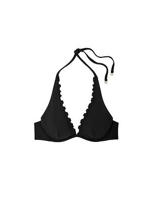 Victorias secret пляжный топ swim vs archives essential ruffled halter bikini top black