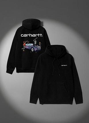 Мужское худи carhartt logo унисекс кофта толстовка лонгслив кархарт черное xl