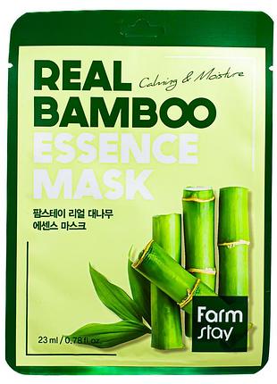 Тканинна маска для обличчя зволожуюча з бамбуковим екстрактом farmstay real bamboo essence mask