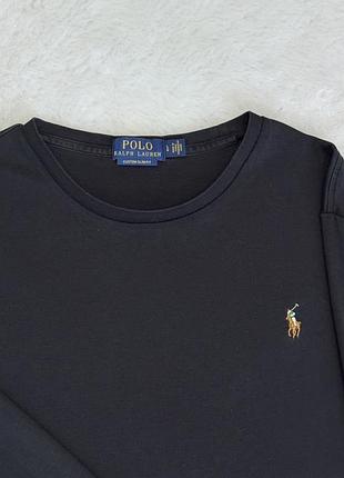 Лонгслів чоловічий polo ralph lauren custom slim fit чорний