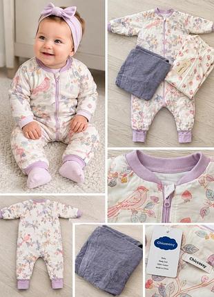 Зимовий комбінезон для дівчаток chiccobaby з квітковим принтом