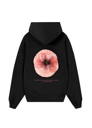 Худи loys толстовка с принтом floral quote hoodie, черный xs