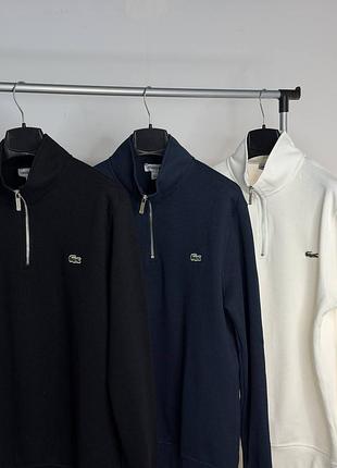 Кофта чоловіча lacoste зіпер, чорна, біла, котон 2
