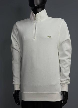 Кофта чоловіча lacoste зіпер, чорна, біла, котон 3