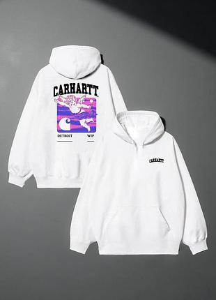 Мужское худи carhartt logo унисекс кофта толстовка лонгслив кархарт белое xxl