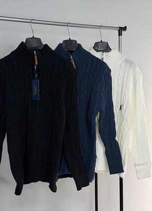 Светр чоловічий polo ralph lauren в'язаний теплий чорний/синій/білий