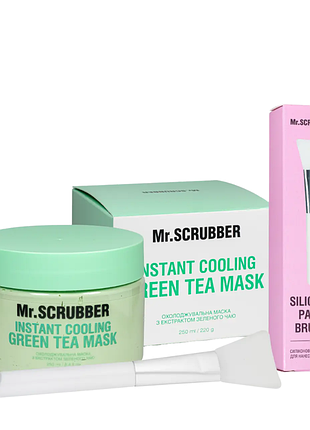 Охолоджувальна маска для обличчя з екстрактом зеленого чаю mr. scrubber instant cooling green tea mask + силіконовий шпатель daily