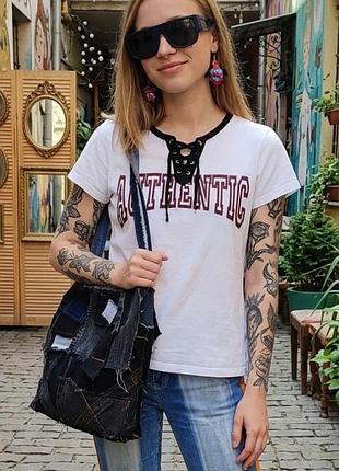 Крута джинсова сумка ,зроблена в техніці апсайклінг,сумка в стилі грандж