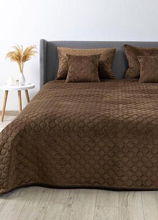 Покрывало теп "velour" 180*240 см 1шт (коричневый/ромб круглый)