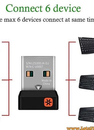 Адаптер приемник logitech unifying receiver usb для мыши клавиатуры до 6 устройств компактный удобный 2.4 ггц 2