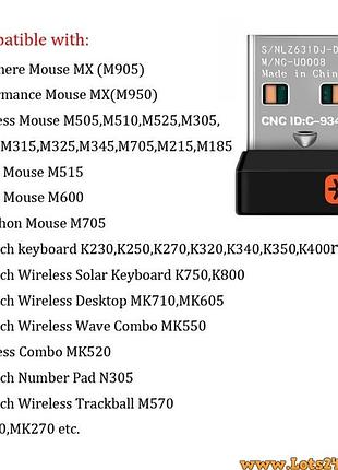 Адаптер приемник logitech unifying receiver usb для мыши клавиатуры до 6 устройств компактный удобный 2.4 ггц 4