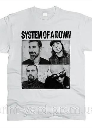 Футболка белая loys music system of a down
