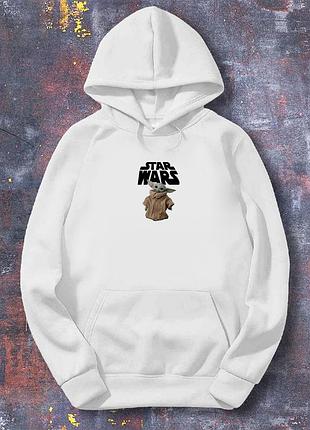 Худи star wars женская толстовка белая с рисунком baby yoda xl